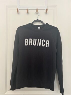 Alternative Black Crewneck Sweatshirt with White BRUNCH Graphic